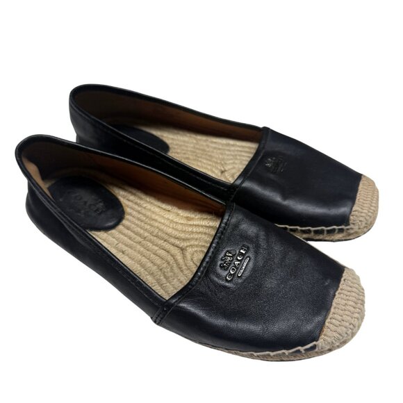 Coach Rhodelle Black Leather Espadrilles – Women’s Size EU 38 / US 8 – Pre-Owned - Picture 3 of 11